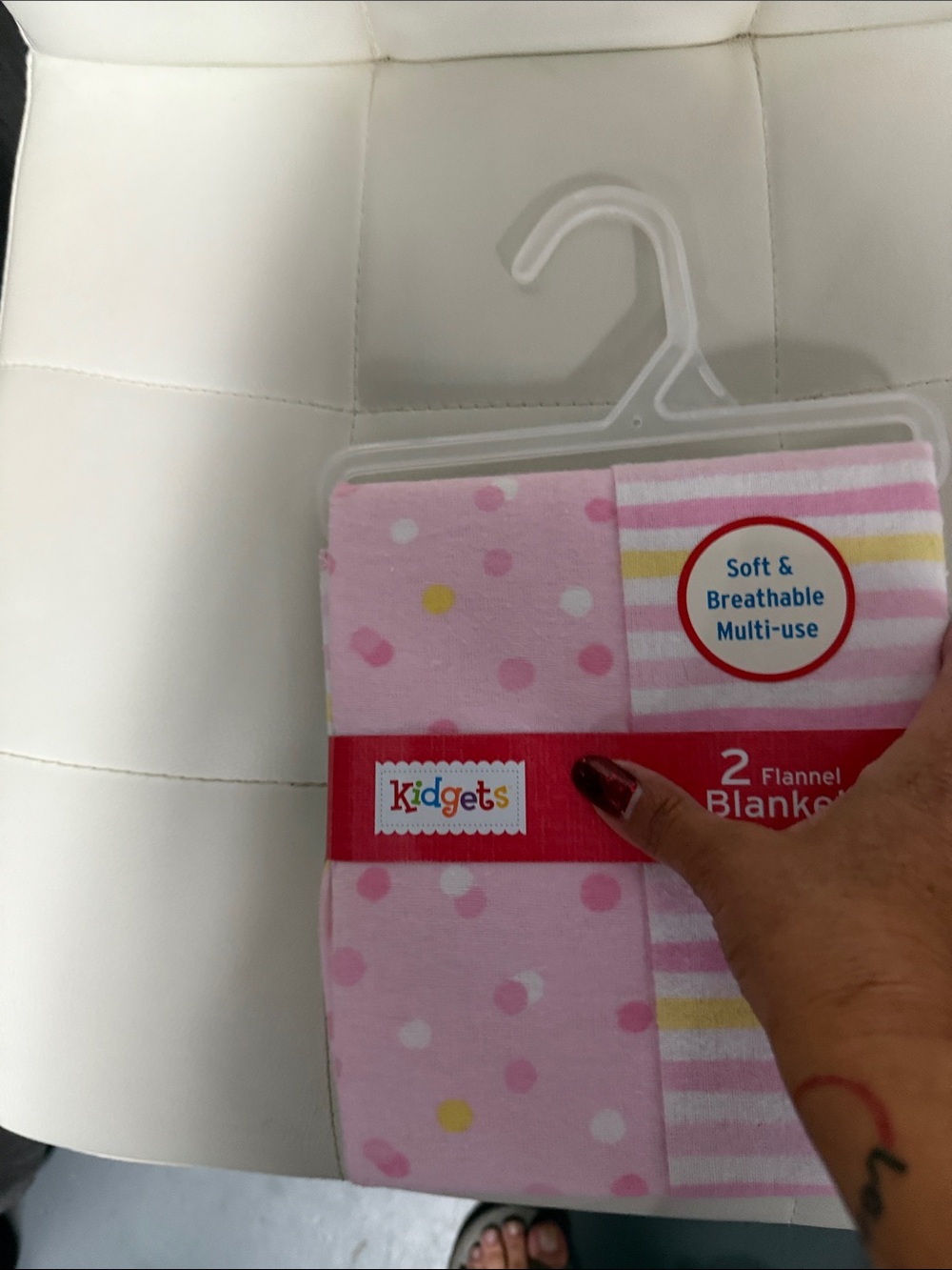 Kidgets Pink Polka Dot & Striped Flannel Baby Blankets - 2 Pack
